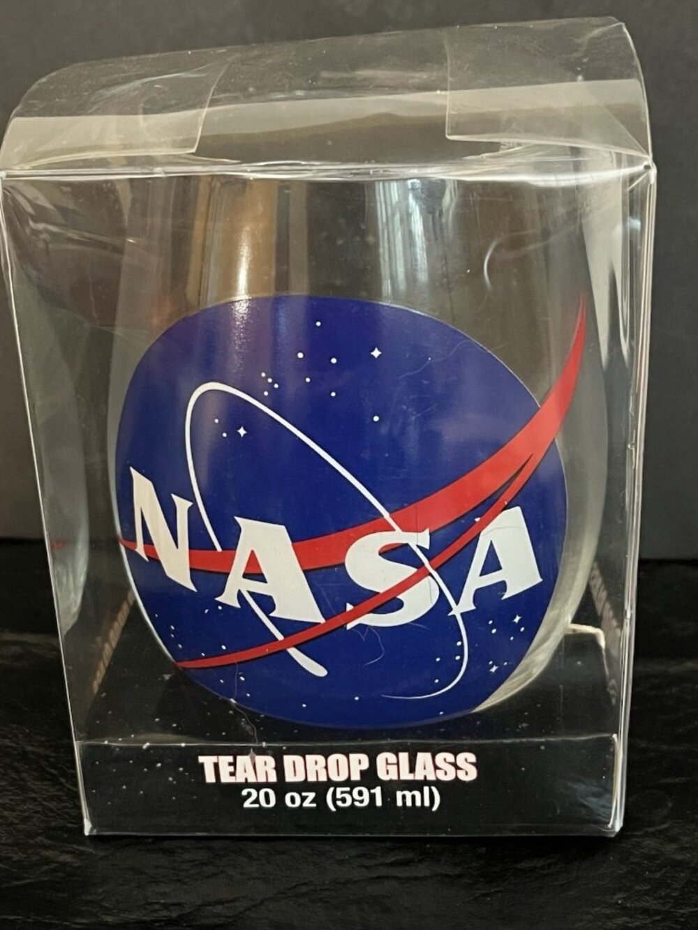 NEW NASA Glass Tear Drop Shaped Drink 20 Oz Beverage Space Cup Rare